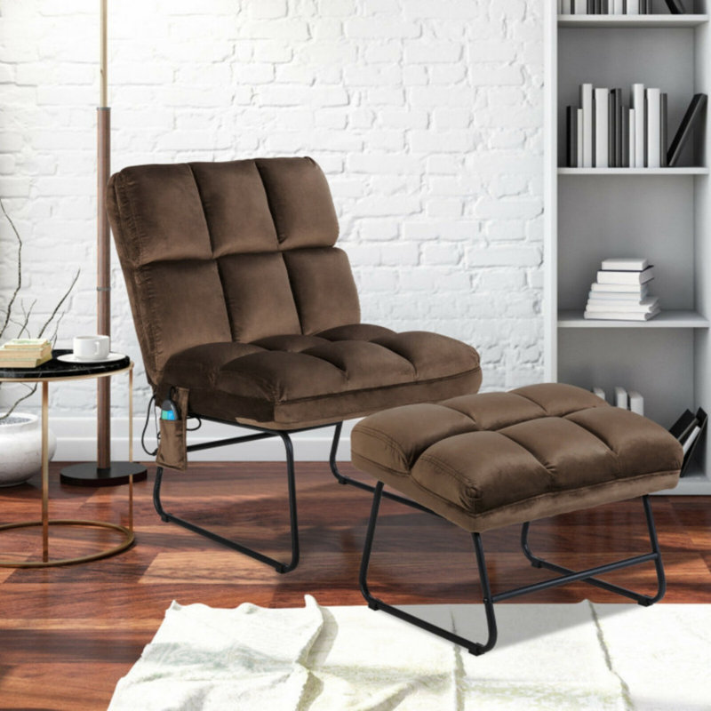 Fauteuils inclinables en velours avec télécommande et repose-pieds