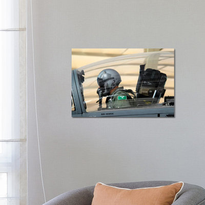 Pilot Makes Final Pre-Flight Checks on an F-15E Strike Eagle 1 Piece Wrapped Canvas Wall Art
