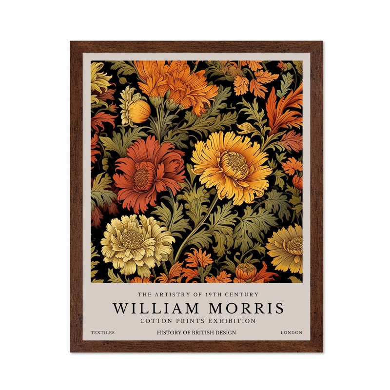 William Morris - Fleurs en fleurs, 16"H x 20"W, Poster, Brown Framed