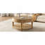 Table basse ronde de 31,5 po avec rangement dissimulé et tablette inférieure ouverte en bois naturel