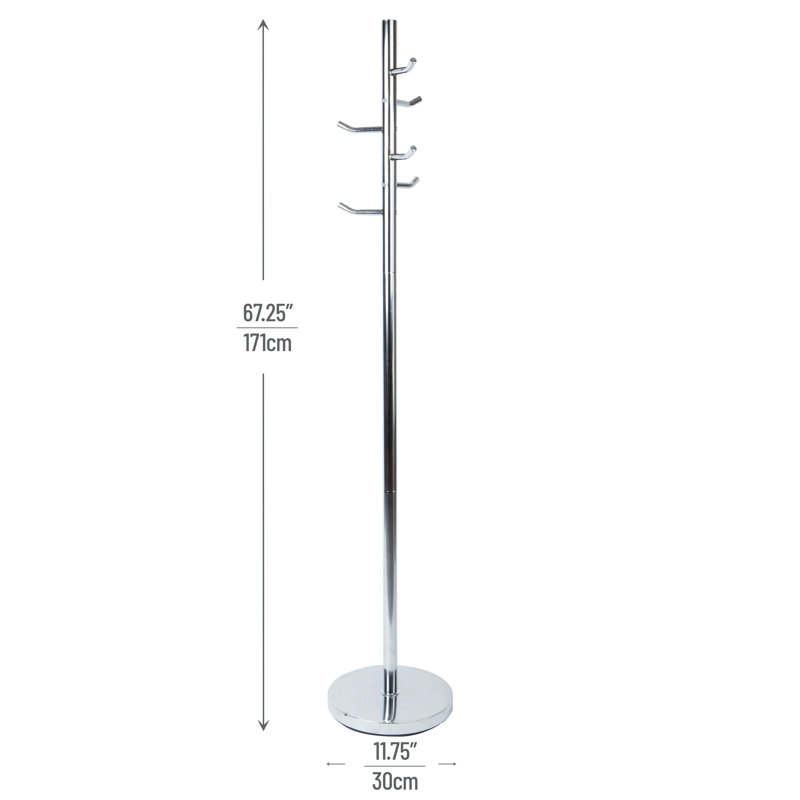 Mind Reader Coat Rack , Hall Tree, Freestanding , Coat Tree, Hat, Jacket, Purse, Metal, 11.75"L x 11.75"W x 67.25"H