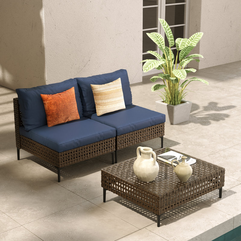 Canapé sans accoudoirs * 2 et table basse, Dark Brown