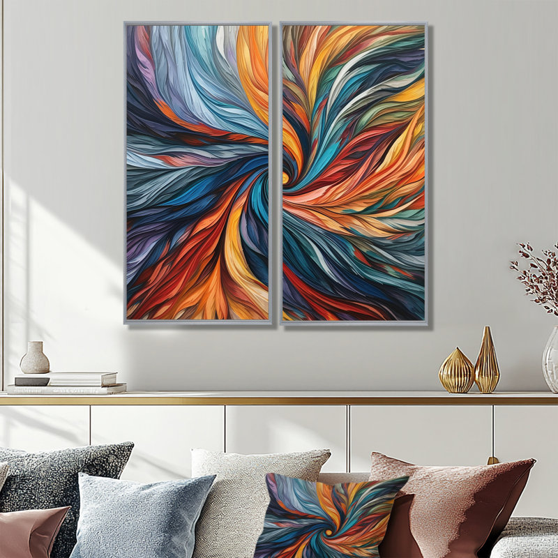 Spiral Symphony III - Abstract Spirals, impression sur toile encadrée, H 32 po x l 32 po, Argent argent