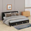Lit plateforme en bois avec tête de lit, structure de lit moderne et robuste avec support en lattes de bois-681176259-681176248