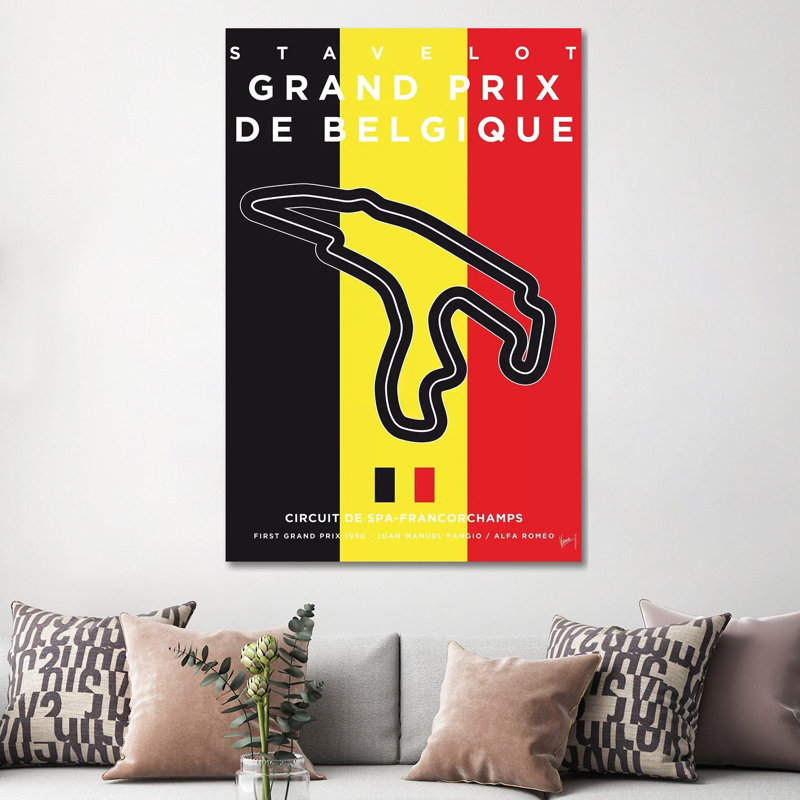 F1 Francorchamps Race Track Minimal Poster by Chungkong - Wrapped Canvas Print, 152.5 cm H x 101.5 cm W