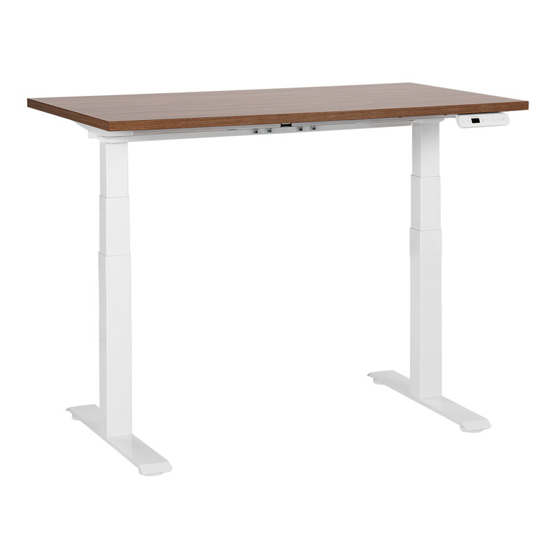 Luff Adjustable Metal Base Standing Desk, 128cm H x 120cm W x 72cm D, White, Brown