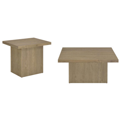 2-piece Square Cocktail Coffee End Table Set, Latte