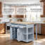 Îlot de cuisine 47 po gris bleu avec table de salle à manger extensible et prise de courant-805950210