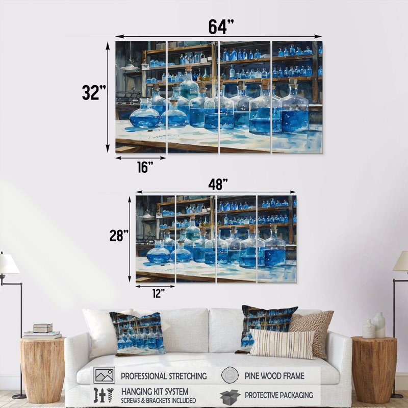 Ensemble d'art sur toile bleu-brun, H 32 po x l 64 po