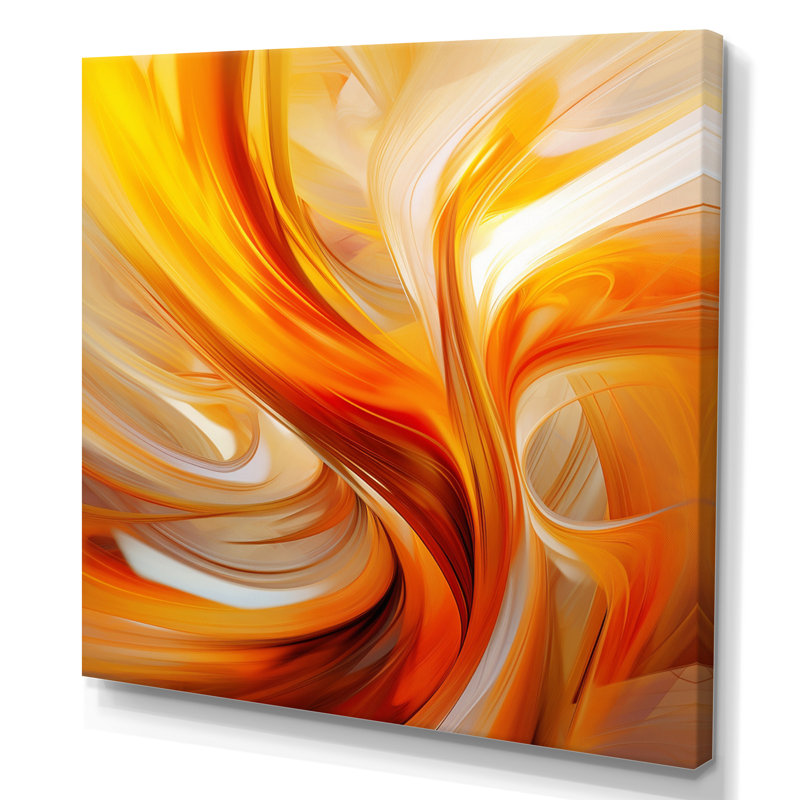Art abstrait orange, fractale chaleureuse - Art mural, H 32 po x l 24 po, Toile tendue, Sans cadre