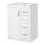 Meuble-lavabo 24 po avec lavabo intégré, 1 armoire de porte et 3 tiroirs de rangement, quincaillerie à fermeture en douceur, finition peinte, blanc-804735180-791085788
