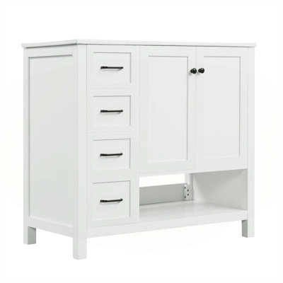 Meuble-lavabo sophistiqué avec plusieurs options de rangement et fabrication durable