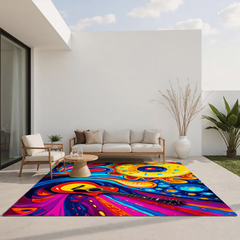 Rainbow Reverberation Indoor And Outdoor Area Rug, Rectangle 2' x 3'
