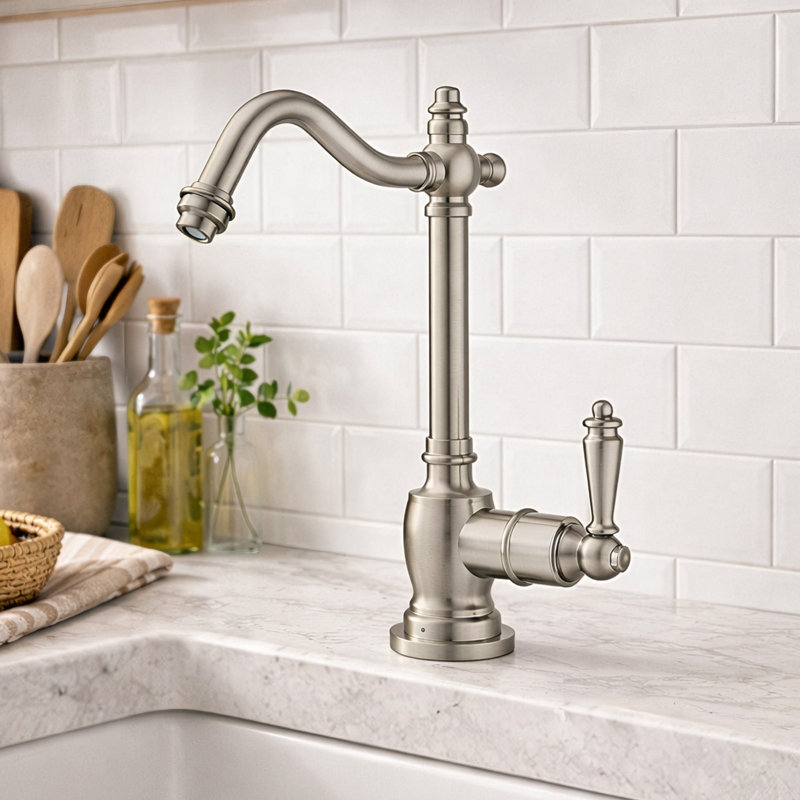 Robinet d'eau froide avec bec traditionnel Whitehaus, Nickel brossé