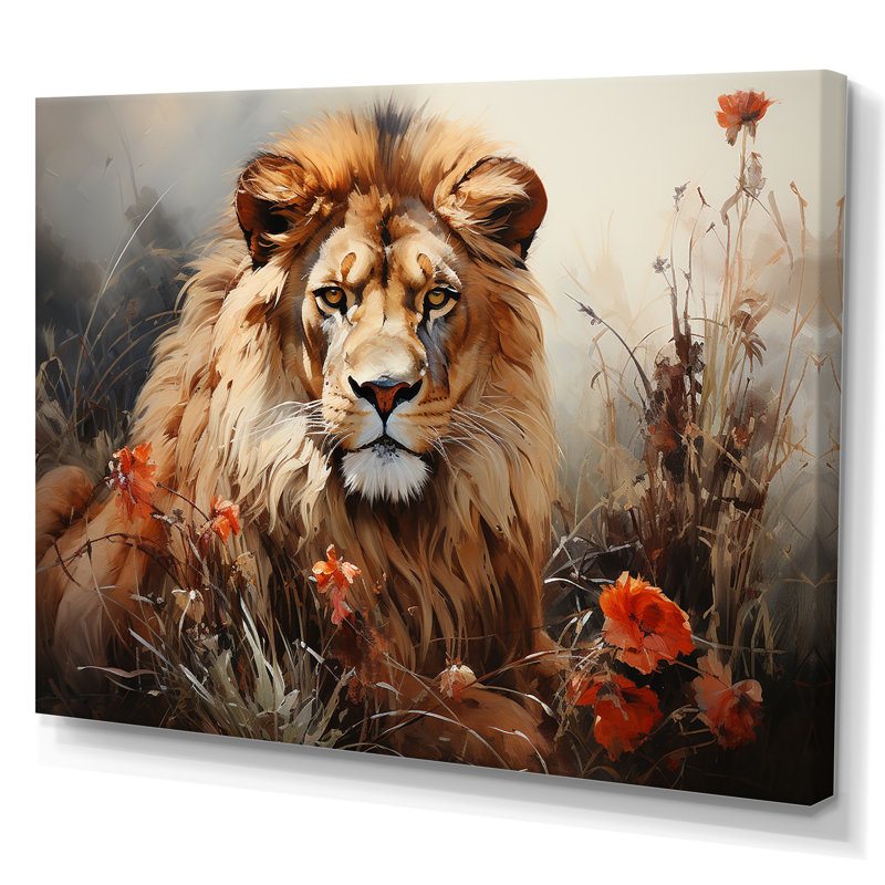 «Lion Wilderness Symphony I» sur toile, H 12 po x l 20 po x P 1 po, Toile tendue