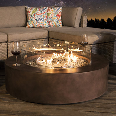 Koby Round Concrete Propane Smokeless Fire Pit Table