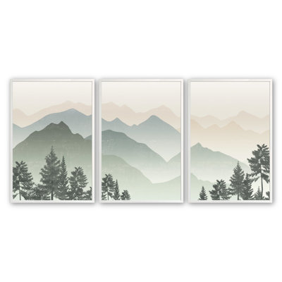 Jade Mountain Peaks, ensemble de 3 pièces encadrées sur papier