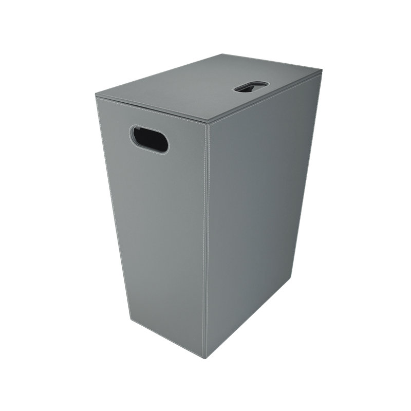 Wood Laundry Hamper with Handles, Gray, Large (24" H x 18.9" W x 11.8" D) 