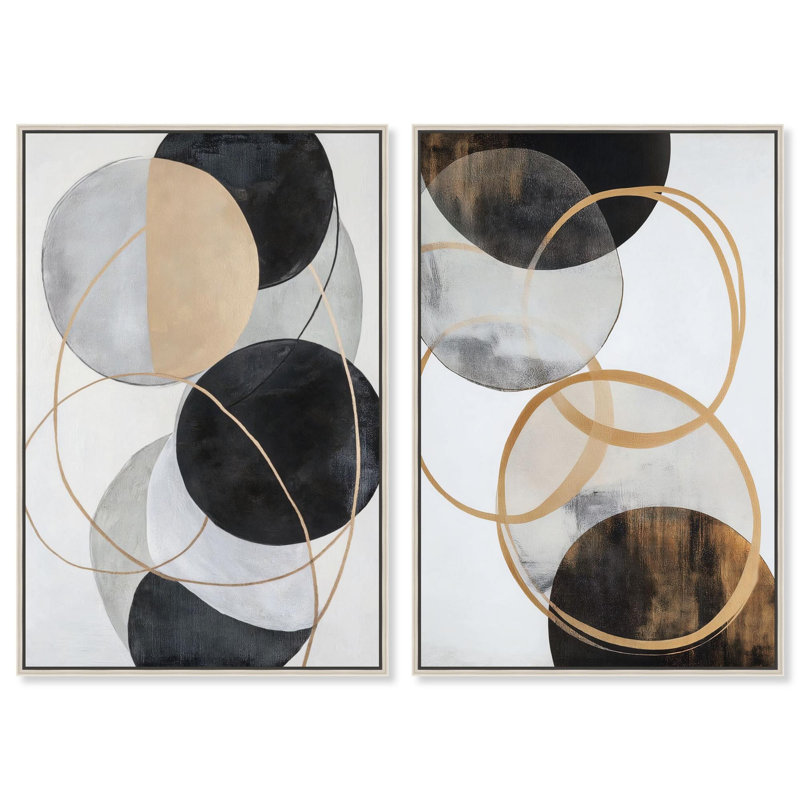 Urban Orbits Diptych Canvas Print Brown Wall Art Set by Art Remedy, Black Frame, 10 x 15, Cadre argenté, 16" H x 11" W