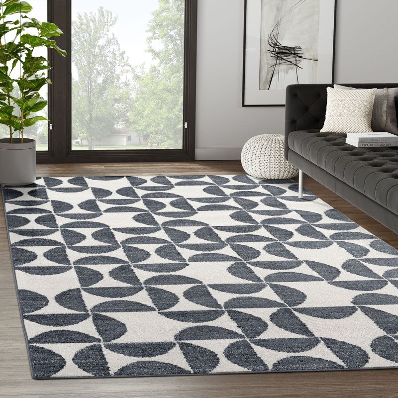 Tapis gris anthracite et ivoire Gotay NUE170A, Rectangle 7 pi 9 po x 10 pi 2 po