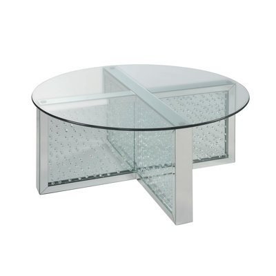 Nysa Mirrored & Faux Crystals Coffee Table (Assembled)