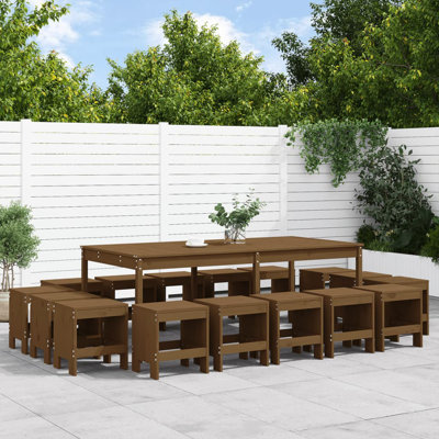 Schwaller Rectangular 17 - Piece 16 - Person 203.5Cm L Outdoor Table Set
