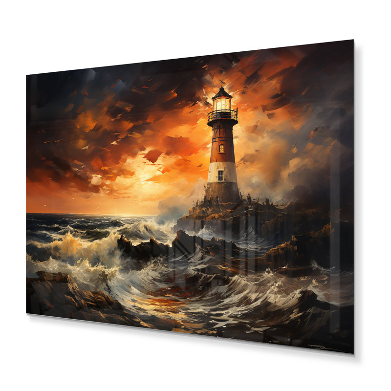 Phare du Danemark, lueur - impression sur métal, H 12 po x l 20 po