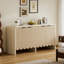 Buffet moderne, armoire décorative avec 4 portes et tablette réglable, console cannelée avec poignée en métal, armoire de rangement en bois pour la cuisine, le couloir, l'entrée-180466502