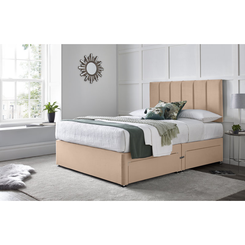 Stockbridge Divan Bed with 24" Headboard on Struts, Mink, Single (3'), No Drawers