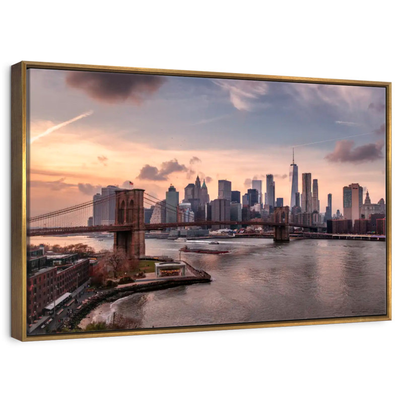 Brooklyn Dusk, Cadre flottant doré, 31 po x 21 po