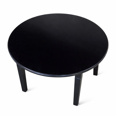 Modern 42 Inch Round Dining Table, Black Finish Solid Rubberwood