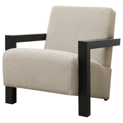 Chaise avec accoudoirs rembourrée Bryant Latte Boucle