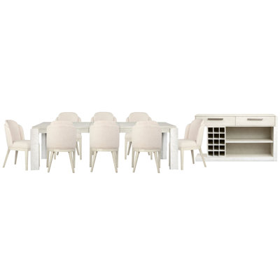 Extendable Rectangular Dining Table With 8 Host Chairs And Sideboard