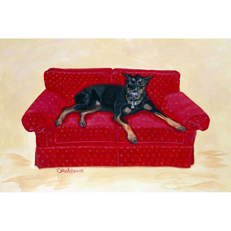 Dobie sur rouge, H 12 po x l 18 po x P 1,25 po