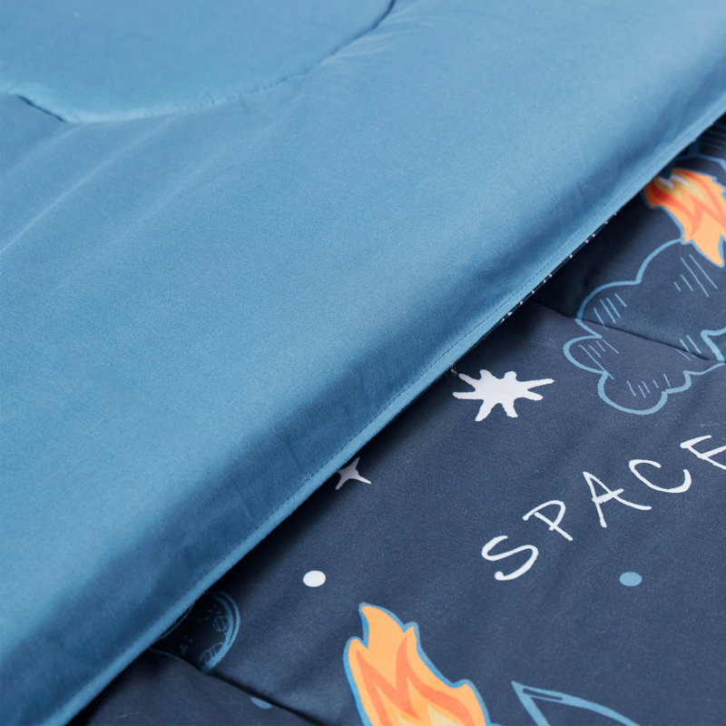 Kids Space Rocket Comforter Set Quilt Set, Twin Comforter + 1 Standard Sham