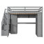 Structure de lit double pleine grandeur avec garde-robe intégrée, bureau d'étude, tablettes de rangement et lumières, conception peu encombrante pour la chambre à coucher - gris-738090305