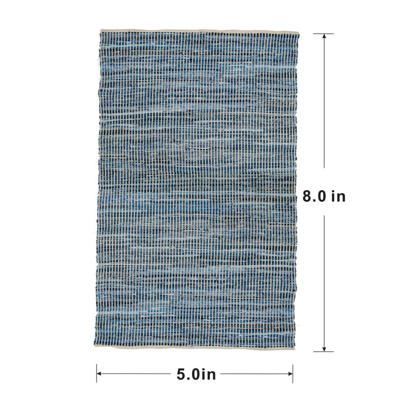Tapis bleu en coton Callan, Rectangle 5 pi x 8 pi