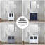 Meuble-lavabo simple avec armoires latérales, comptoir en céramique et miroir