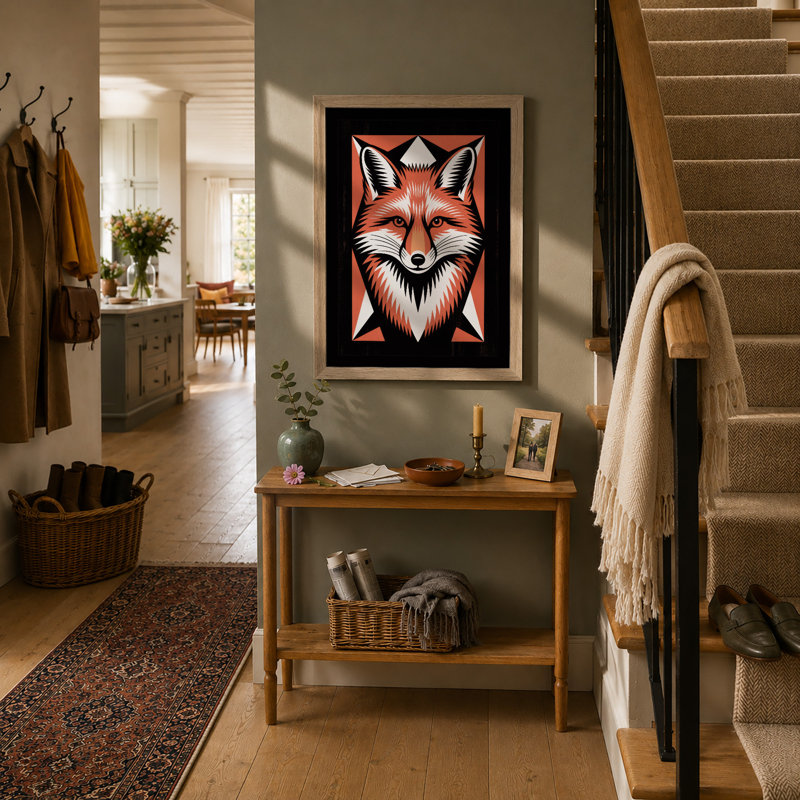 Fox Geometric - Framed Print, Oak, A3 - 42.0 x 29.7 cm