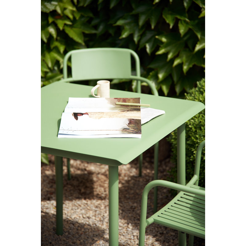 Square Metal Outdoor Dining Table , 29.5'' in. W 29.5'' in. D, Sea Mist
