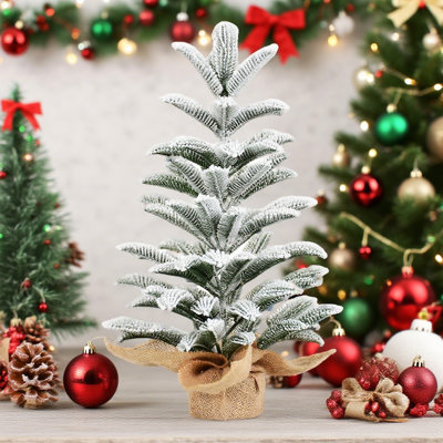 Arbre de Noël de table floqué 50 cm, mini arbre enneigé PE, petit décor de vacances d'hiver pour la maison, le bureau, le bureau ou les cadeaux