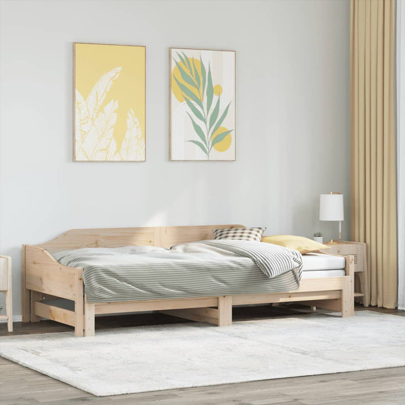 Capirano Solid Wood with Trundle, Natural, European Single (90 x 200cm)