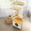 Tour d'angle pour chat, arbre à chat avec poteau à griffer, maisonnette pour chat avec poste d'alimentation et plateformes d'escalade, meubles pour animaux domestiques pour chats