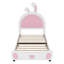 Lit plateforme simple tapissier avec tête de lit en forme de lapin, blanc