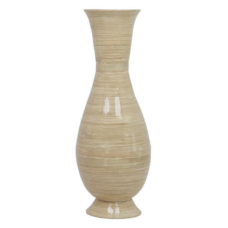 Tall Modern Decorative Floor Vase: Handmade, Natural Bamboo Finish