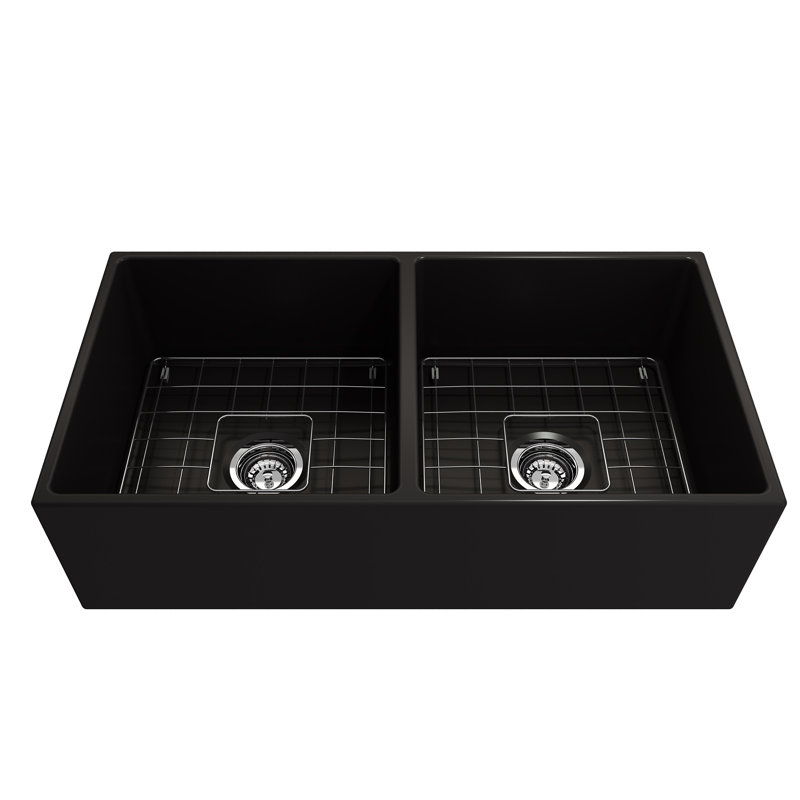 36'' L Double Basin Kitchen Sink, Matte Black