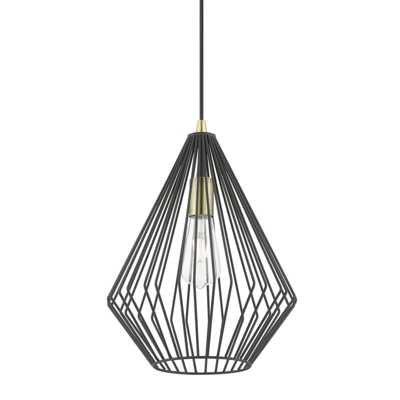 Donivon 1 - Light Pendant, Textured Black/Antique Brass, Textured Black