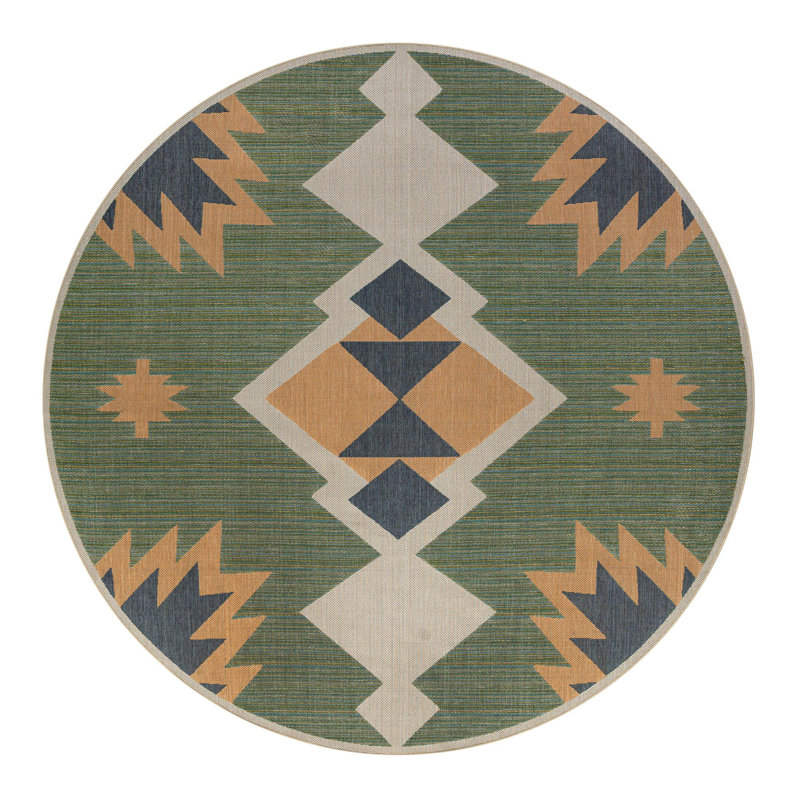 Lauryn Machine Woven Moroccan Indoor and Outdoor Area Rug, Round 12'