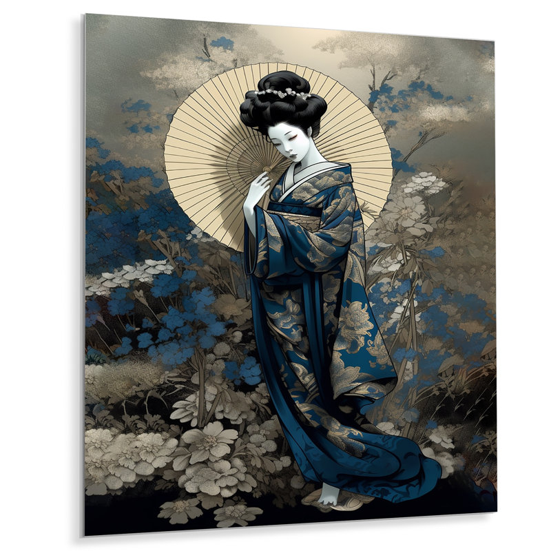 Élégante japonaise II sur métal, impression, H 20 po x l 12 po x P 1 po