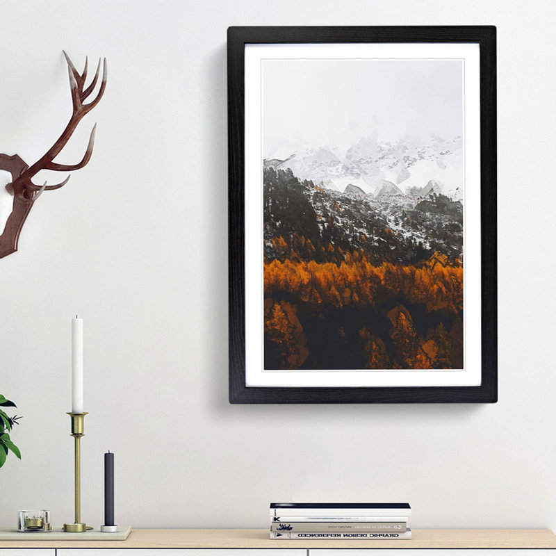 Orange Forest in Italy in Abstract - Picture Frame Graphic Art Print, 48cm H x 36cm W x 2cm D, Black Framed